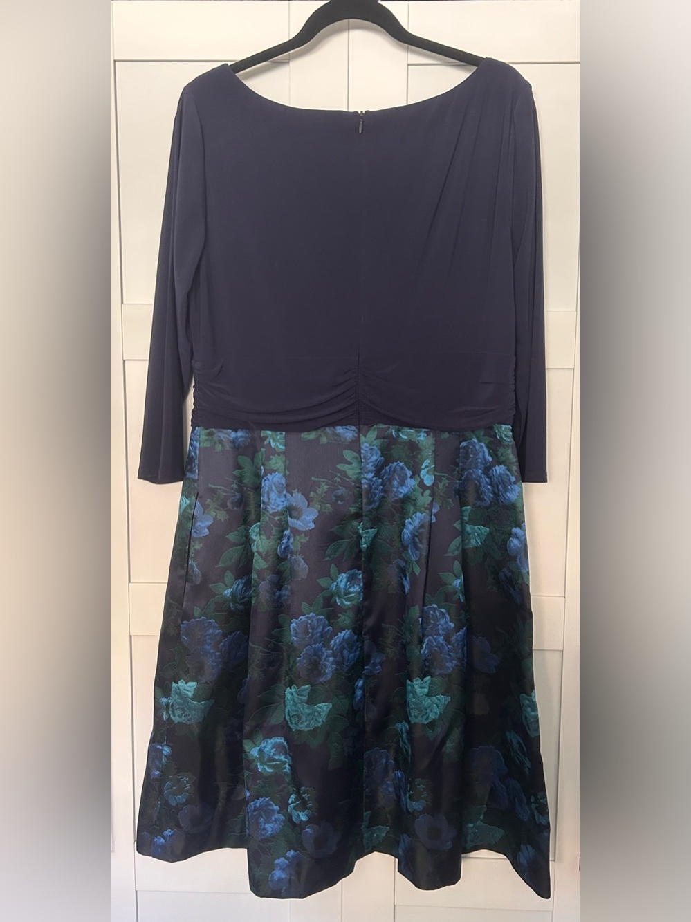 Jessica Howard Navy Blue Floral Fit & Flare Dress Size 16 - Picture 9 of 10
